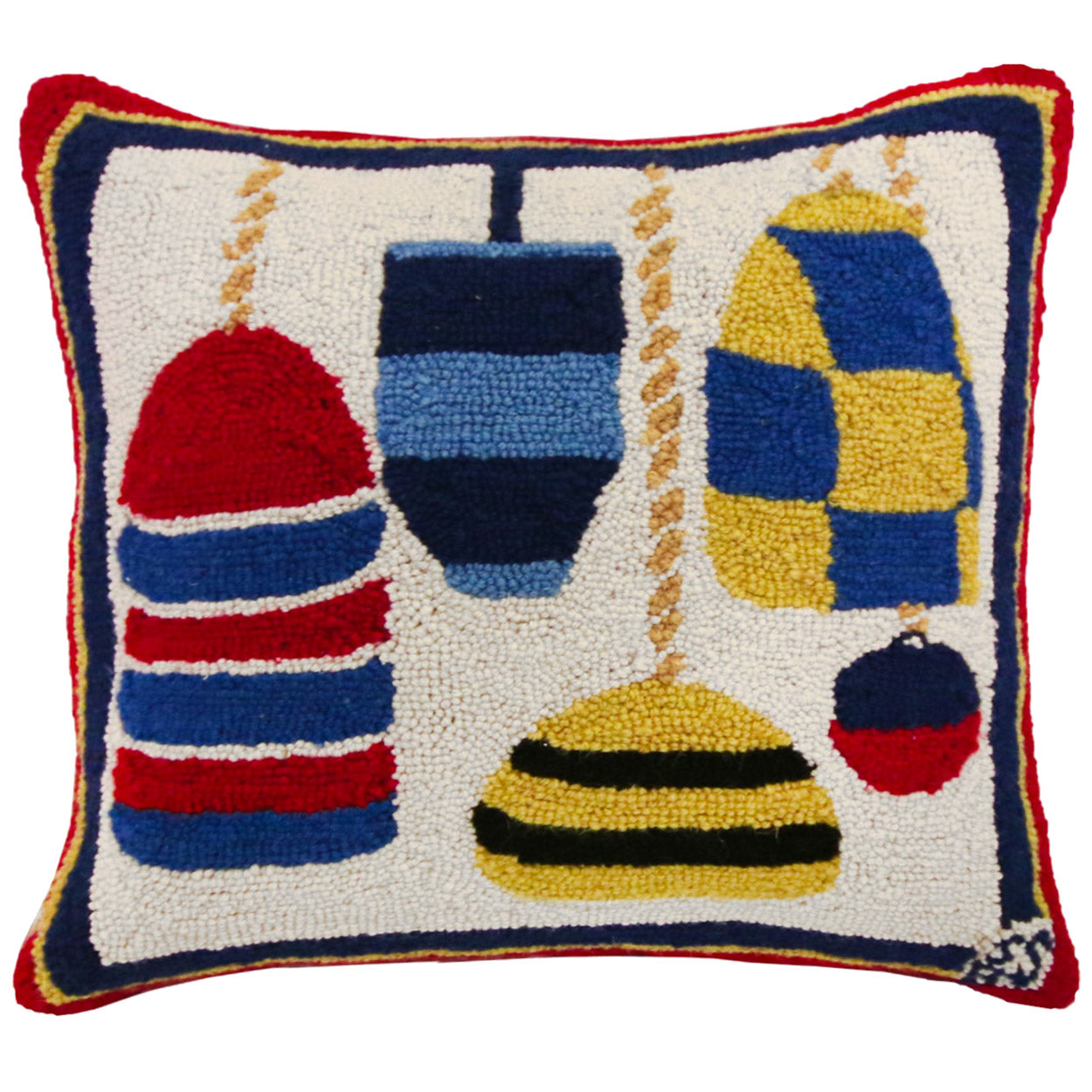 Nautical Buoy Shore Coastal Decorative Hooked Throw Pillow, Size: 18x18