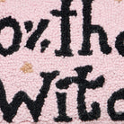 100% That Witch Hooked Wool Halloween Throw Pillow, close-up detail
