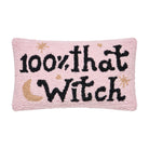 100% That Witch Hooked Wool Halloween Throw Pillow, 9x16 inch, front view