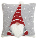 3D Gnome Hooked Wool Christmas Throw Pillow, 14x14 inch, front view