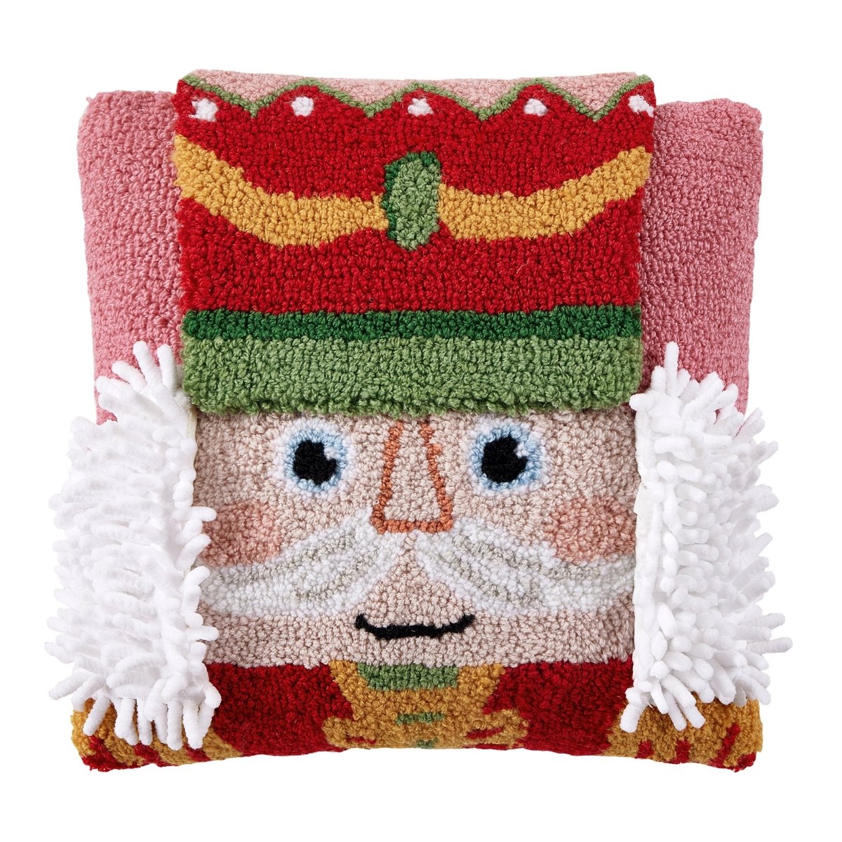 3D Nutcracker Hooked Christmas Throw Pillow, 14x14 inch, front view
