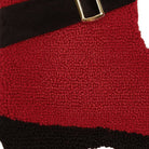 Closeup of 3D Santa Boot with Belt Hooked Wool Christmas Stocking showing stitch texture and craftsmanship detail
