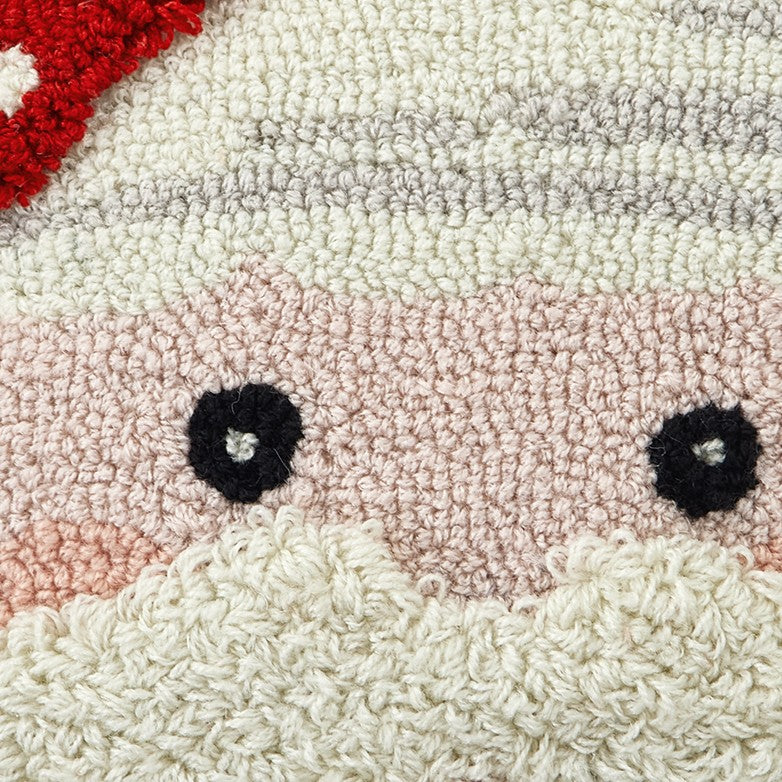 3D Santa Hooked Christmas Throw Pillow, close-up detail