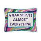 A Nap Solves Almost Embroidered Needlepoint Throw Pillow, 10x14 inch, front view