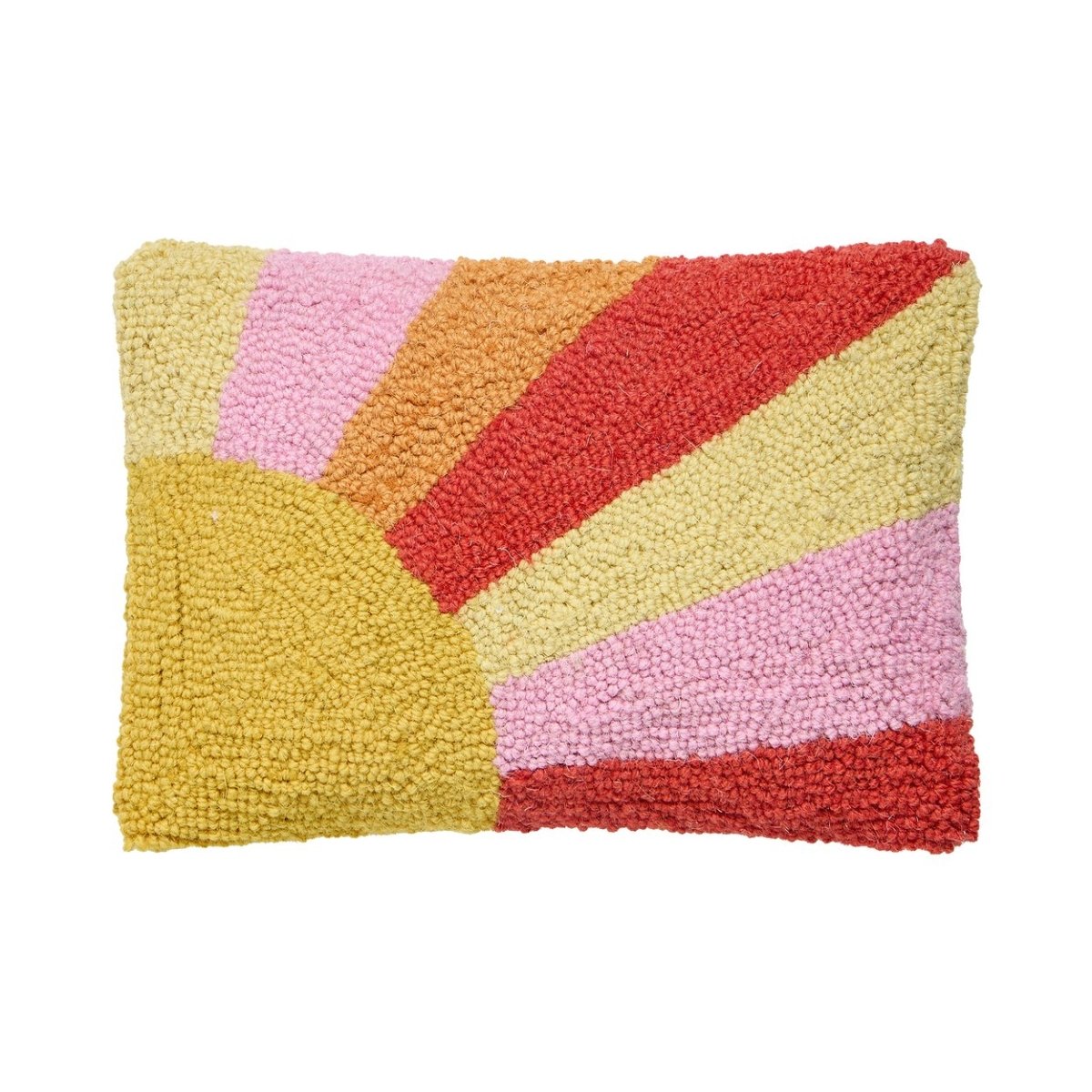 Abstract Sunburst Boho Wool Hooked Throw Pillow, 8x12 inch, front view