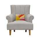 Abstract Sunburst Boho Wool Hooked Throw Pillow, styled lifestyle view