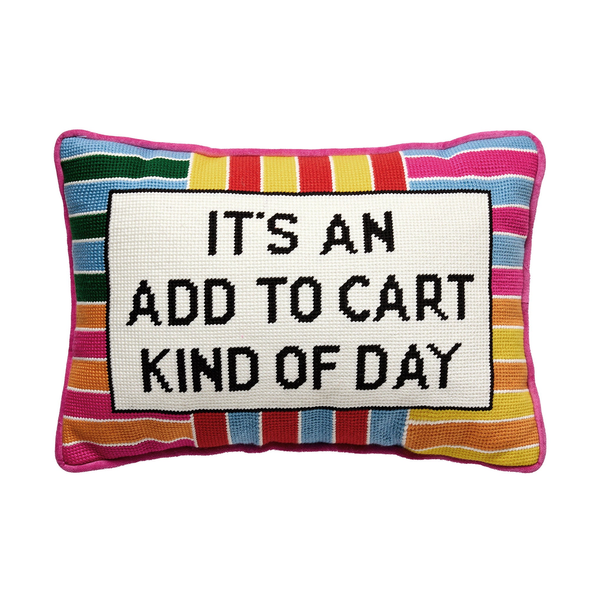 Add to Cart Embroidered Needlepoint Throw Pillow, 10x14 inch, front view