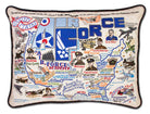Air Force Appreciation hand-embroidered throw pillow showcasing iconic landmarks