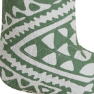 Closeup of Aisha Quilted Christmas Stocking showing stitch texture and craftsmanship detail