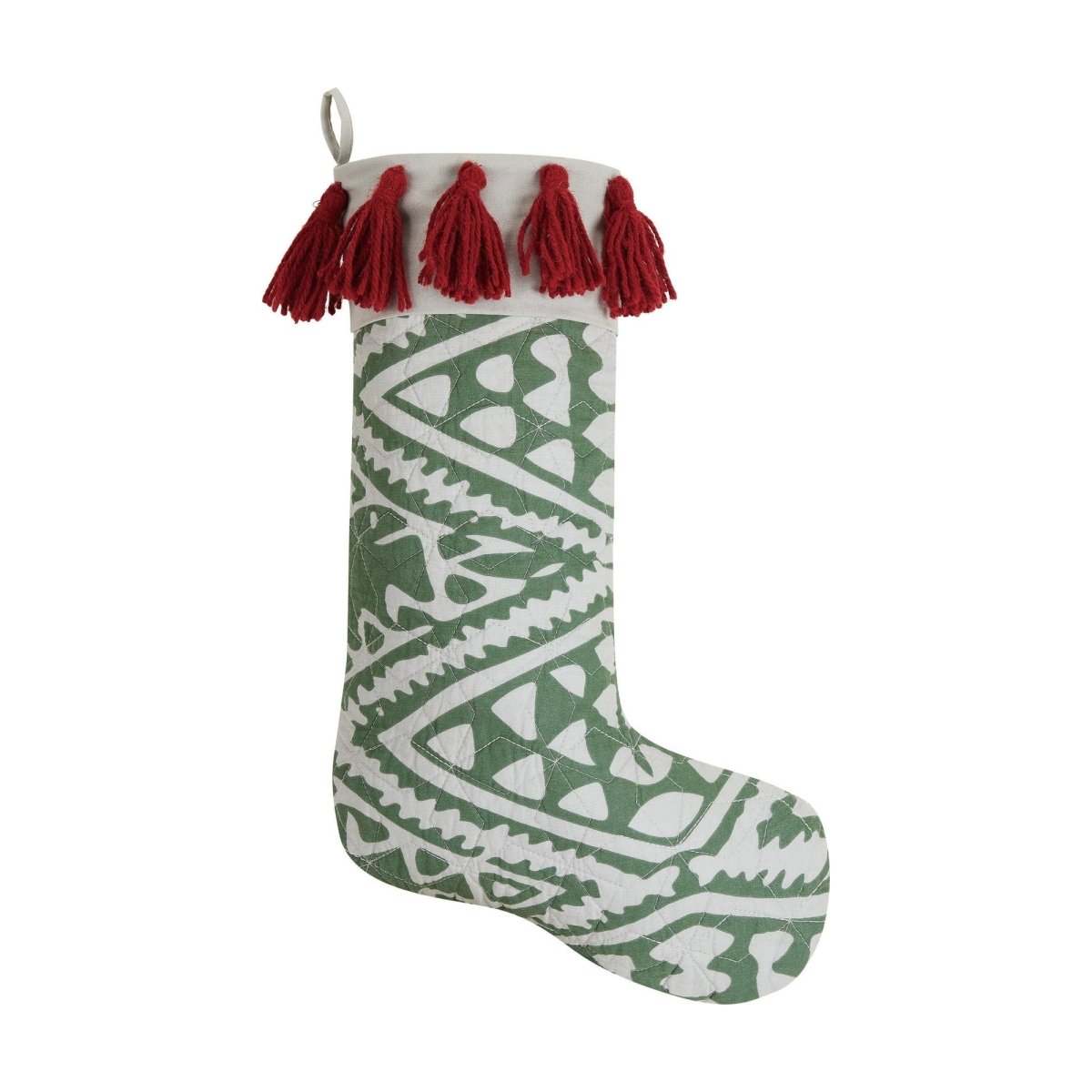 Aisha Quilted Christmas Stocking, 12x20 inch, front view