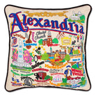 Alexandria, VA Historic City hand-embroidered throw pillow with artisan decorative design