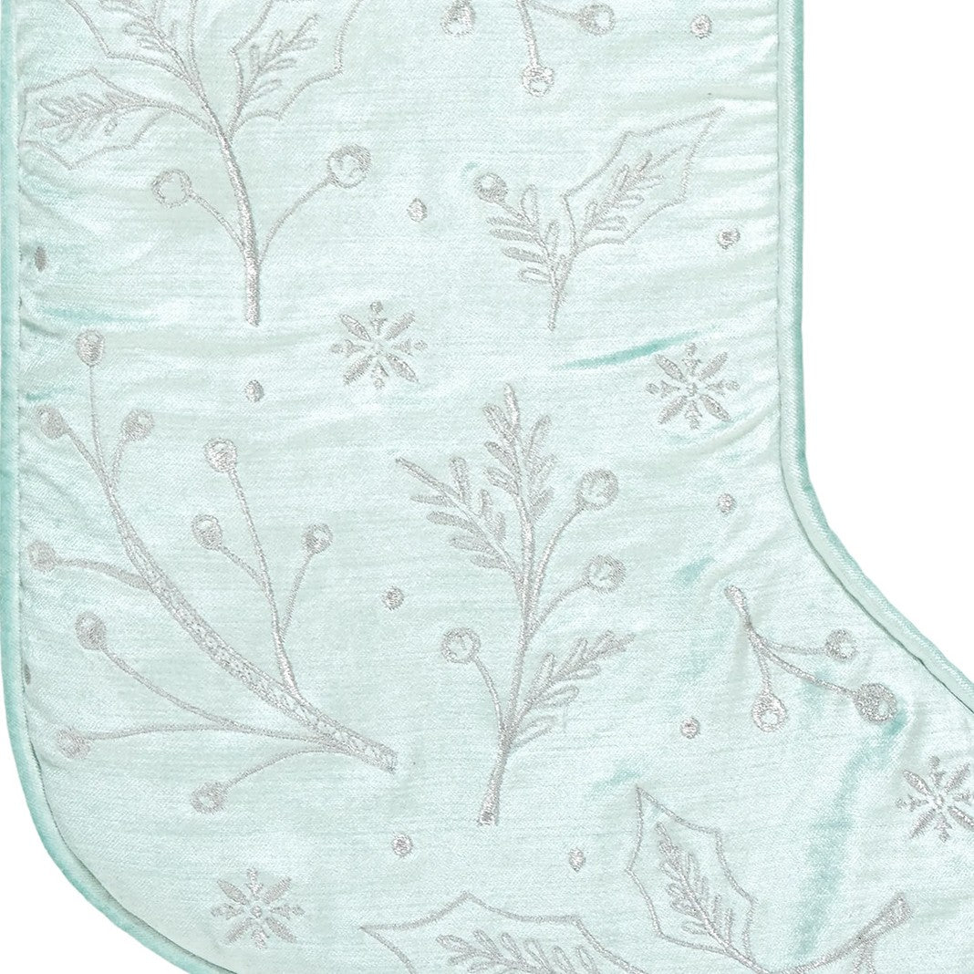 All Over Foliage Embroidered Christmas Stocking, close-up detail
