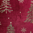All Over Trees Velvet Embroidered Christmas Throw Pillow, close-up detail