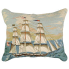 America Tall Ship needlepoint throw pillow with nautical coastal motifs