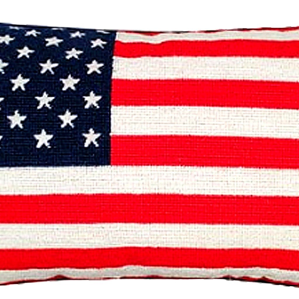 Hand-stitched wool detail of American Flag 4th of July Patriotic needlepoint pillow showing intricate weave pattern and texture
