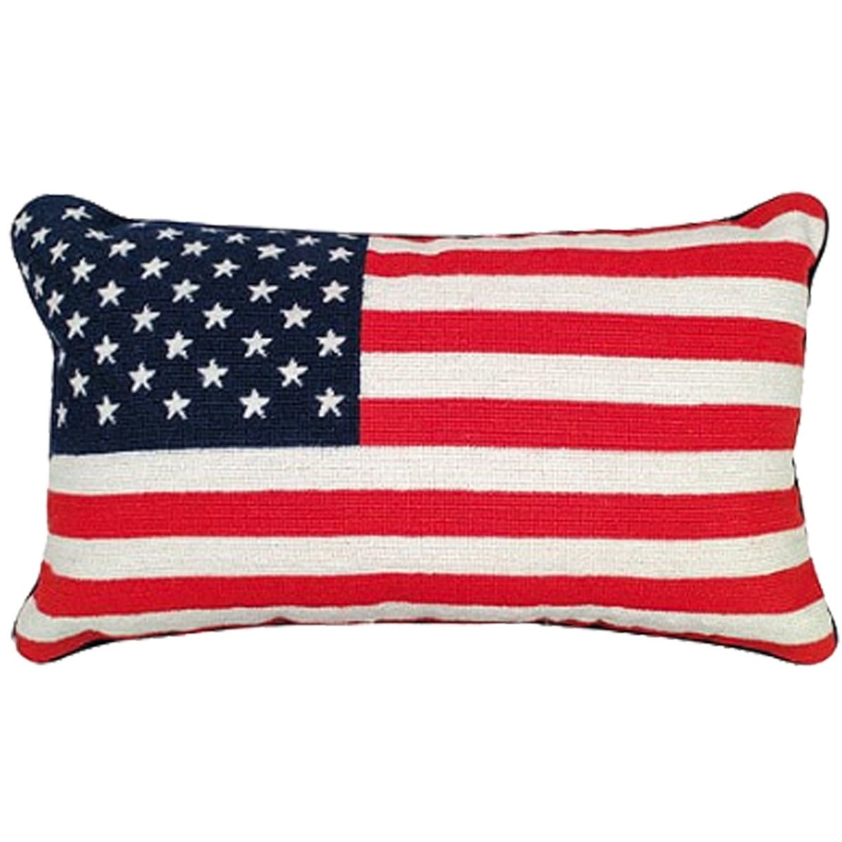 American Flag 4th of July Patriotic needlepoint throw pillow with artisan decorative design