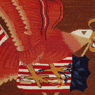 Closeup of American Flag Eagle 4th of July needlepoint throw pillow highlighting hand-stitched wool craftsmanship and fabric detail