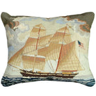 American Georgiana Yacht needlepoint throw pillow with nautical coastal motifs