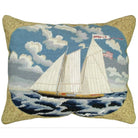 Americas Cup Schooner Yacht needlepoint throw pillow with nautical coastal motifs