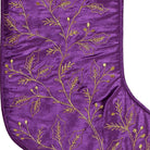 Amethyst Foliage Velvet Embroidered Christmas Stocking, close-up detail