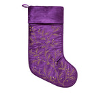 Amethyst Foliage Velvet Embroidered Christmas Stocking, 12x20 inch, front view