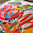 Ancient Roma Architectural Travel Embroidered Throw Pillow - close-up detail of hand-embroidered needlepoint stitching