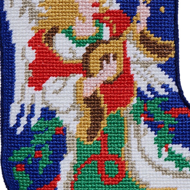 Angel Mini Embroidered Needlepoint Christmas Stocking, close-up detail