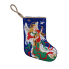Angel Mini Embroidered Needlepoint Christmas Stocking, 6x4 inch, front view