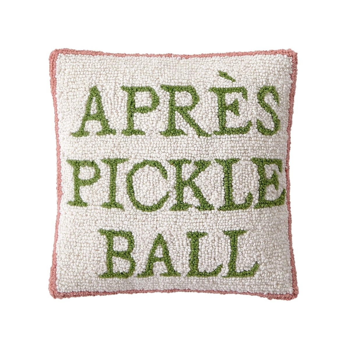Apres Pickleball Hooked Wool Throw Pillow, 14x14 inch, front view