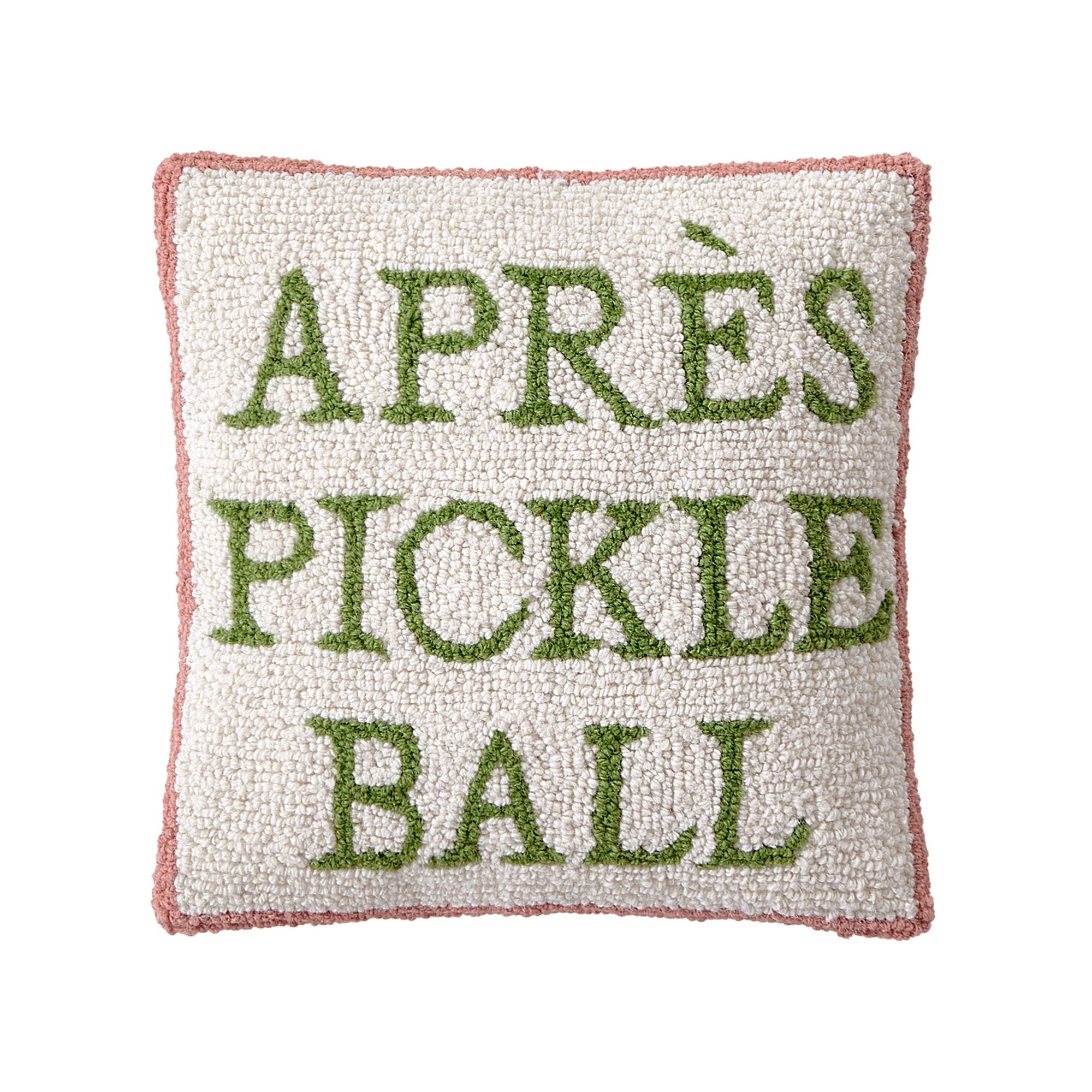 Apres Pickleball Hooked Wool Throw Pillow, 14x14 inch, front view