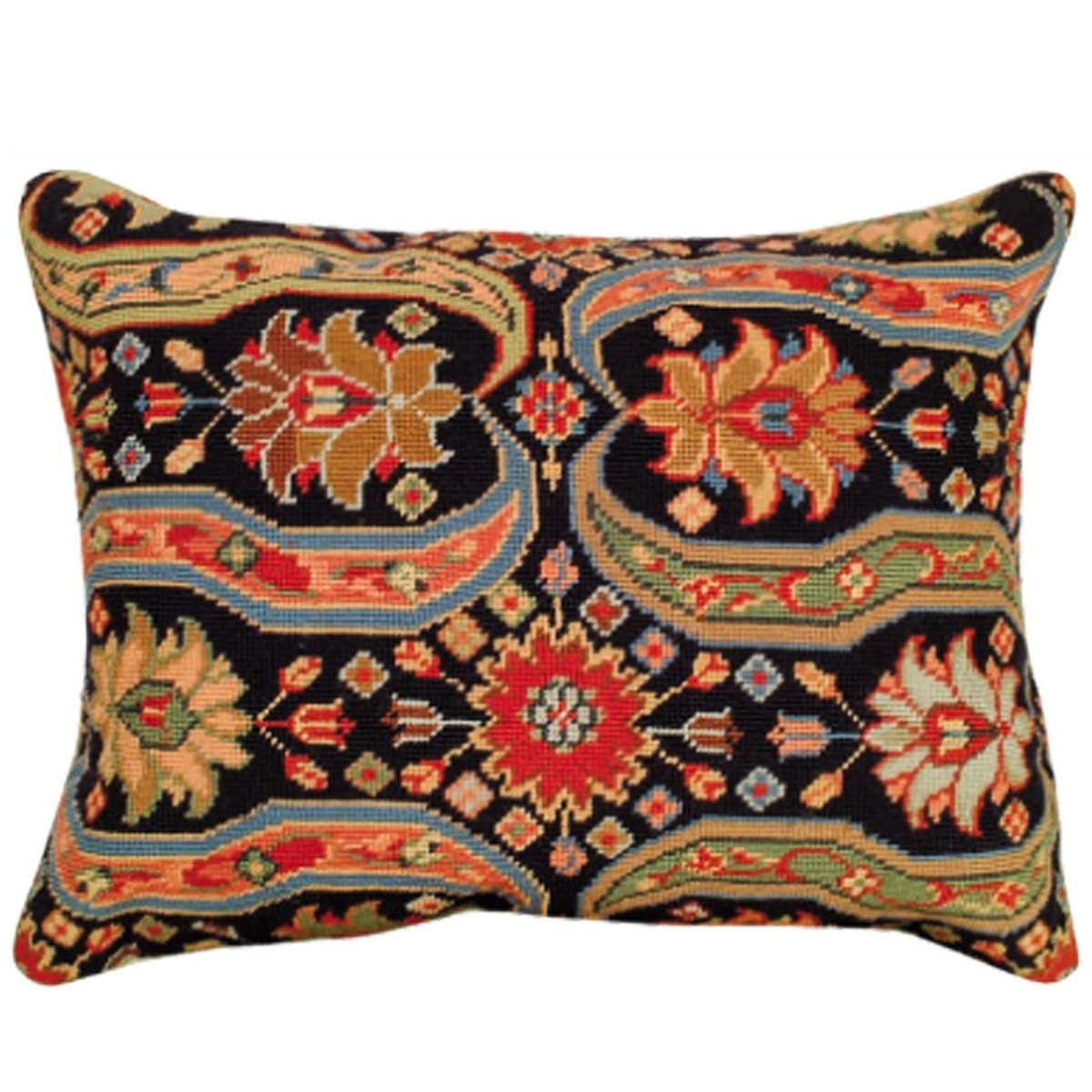 Ararat Turkish Artisan Geometric needlepoint throw pillow with artisan decorative design