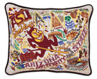 Arizona State Sun Devils hand-embroidered throw pillow featuring school colors and mascot imagery