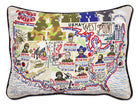 Army Appreciation hand-embroidered throw pillow showcasing iconic landmarks