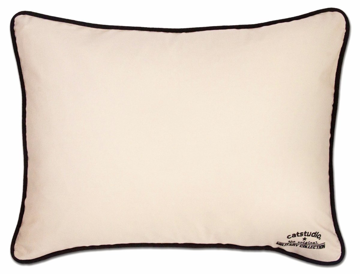 Army Military Appreciation XL Embroidered Throw Pillow - back view showing velvet backing and zipper