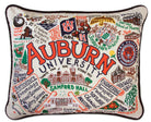 Auburn University Tigers hand-embroidered throw pillow featuring school colors and mascot imagery