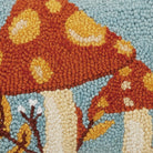Autumn Mushroom with Leaves Hooked Wool Fall Harvest Throw Pillow, close-up detail