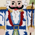 Bamboo Chinoiserie Nutcracker Hooked Wool Christmas Throw Pillow, close-up detail