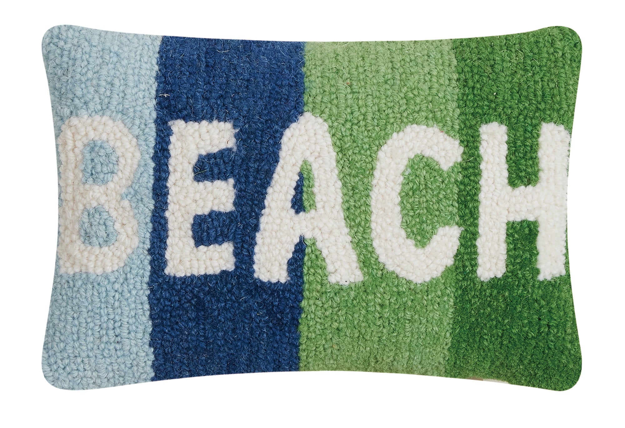 Beach Hooked Wool Throw Pillow, 8x12 inch, front view