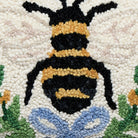 Bee in a Wreath Hooked Wool Throw Pillow, close-up detail