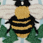 Bee Wreath Hooked Wool Throw Pillow, close-up detail