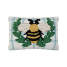 Bee Wreath Hooked Wool Throw Pillow, 8x12 inch, front view