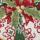 Bells Hooked Wool Christmas Throw Pillow, close-up detail