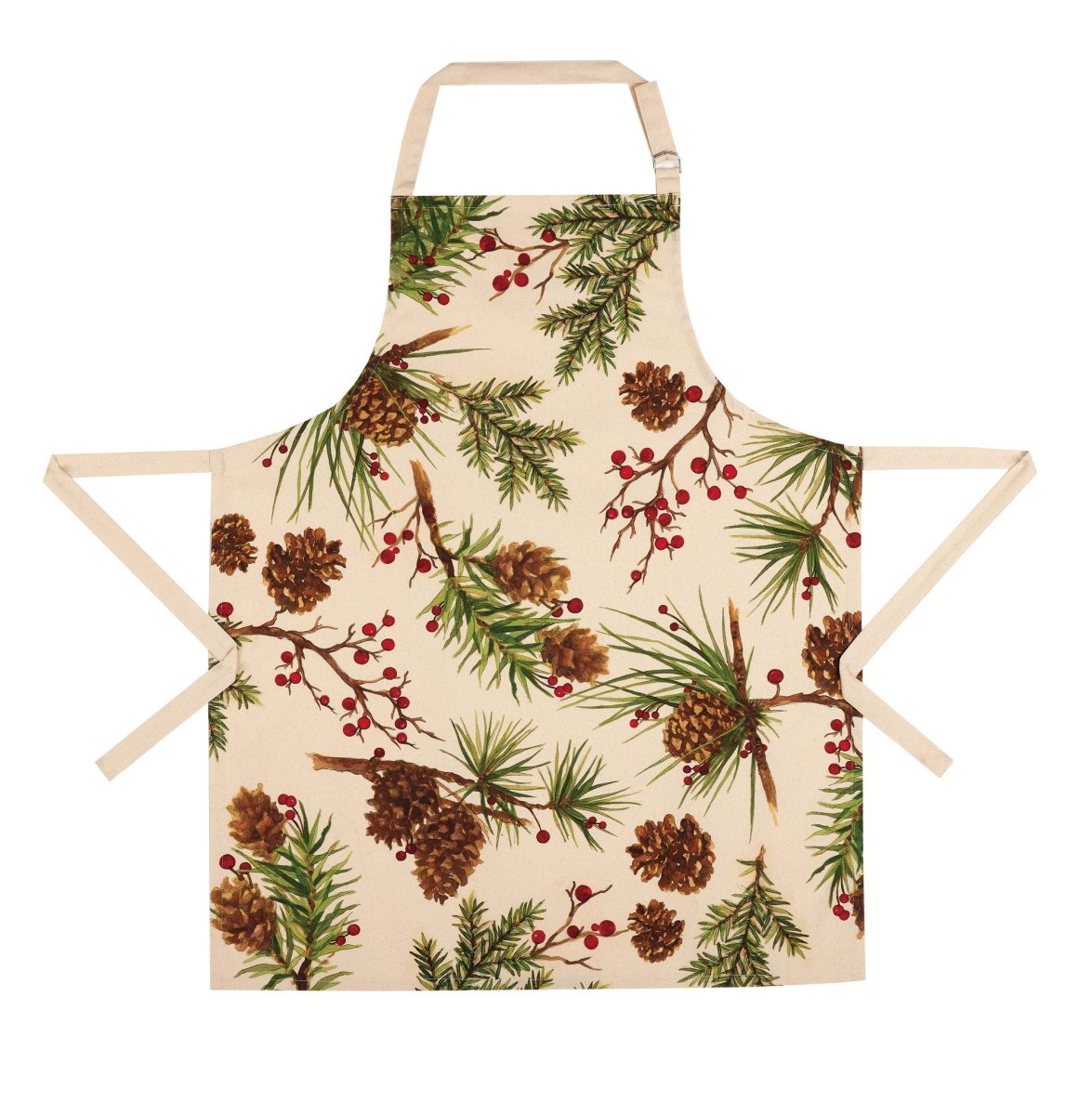 Berries & Pine Christmas Apron, 28x34 inch, front view