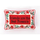 Best Presents Wool Needlepoint Christmas Throw Pillow, 8x12 inch, front view