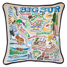 Big Sur Cliffs hand-embroidered throw pillow with nautical coastal motifs