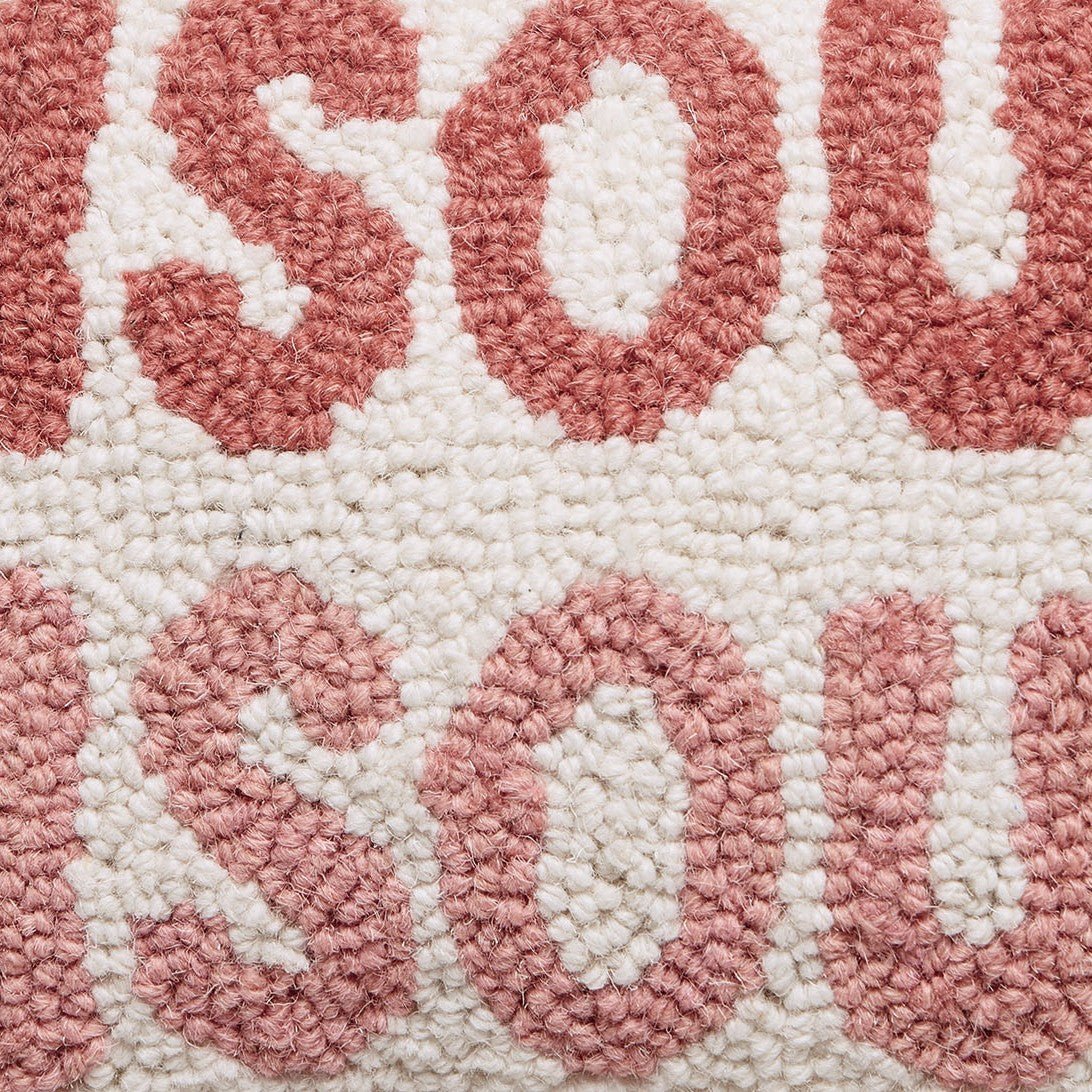 Bisous Bisous Hooked Wool Throw Pillow, close-up detail
