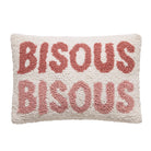 Bisous Bisous Hooked Wool Throw Pillow, 8x12 inch, front view