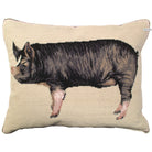 Black Berkshire Pig needlepoint throw pillow with artisan decorative design