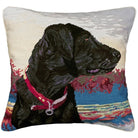 Black Lab needlepoint throw pillow with detailed dog portrait design