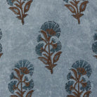 Block Print Velvet Mughal Flower Throw Pillow, close-up detail